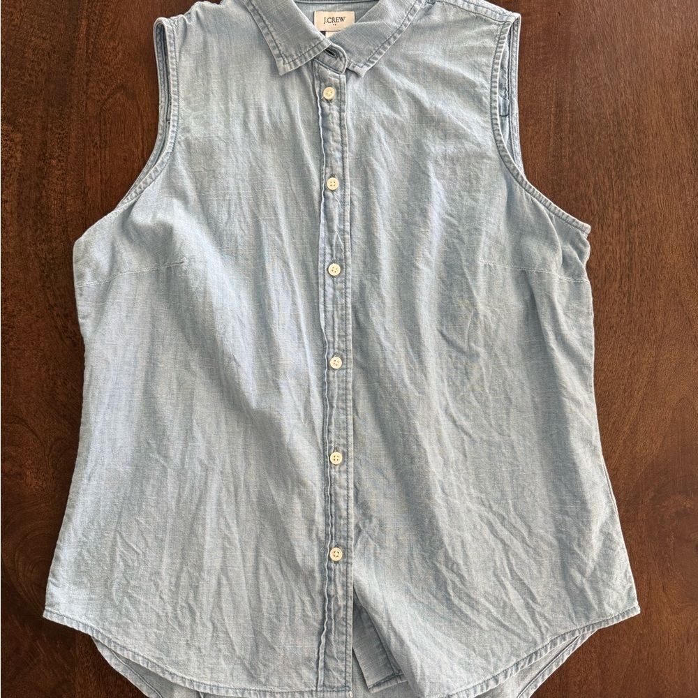 J.Crew Light Blue Chambray Top - Picture 2 of 5